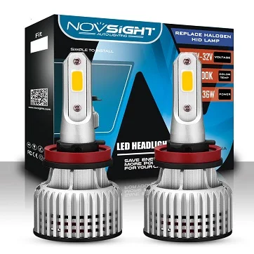 

2pcs NOVSIGHT Led Bulb Car Headlight Bulbs H11 3000K Yellow 10000LM Auto Light Aviation Aluminium 6063 Waterproof Lights Lamp
