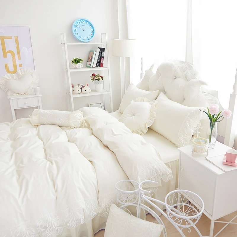 Однотонные свадебные комплекты постельного белья принцессы хлопковая бежевая