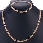 Набор женских ювелирных изделий Davieslee, цепочка из браслета и ожерелья 585 пробы из розового золота 2018 пробы, кованые, 5,5 мм, DCS03