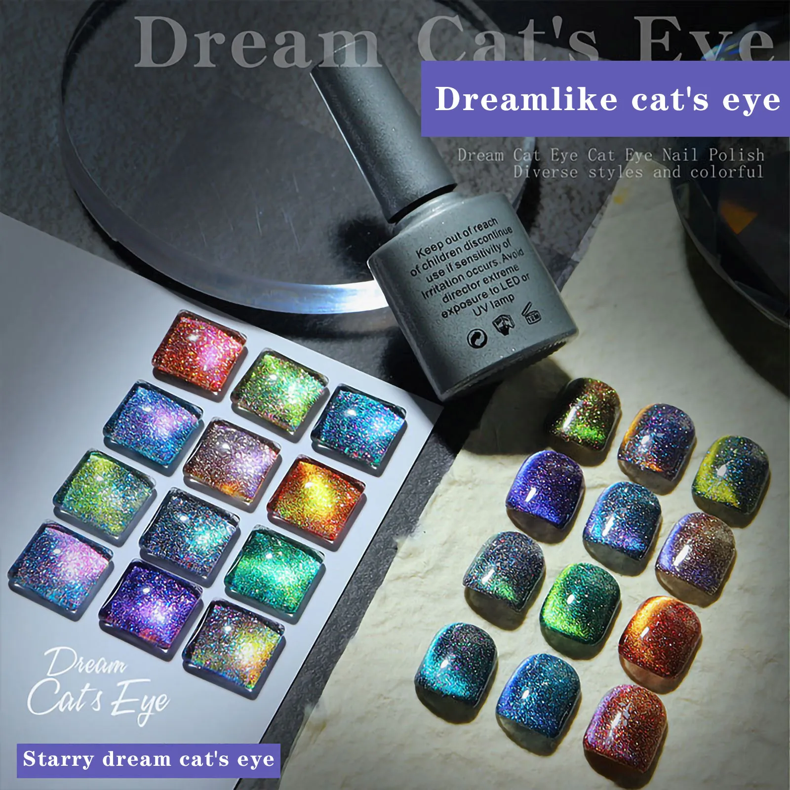 

Cat'S Eye Magnetic Nail Polish Gel Soak Off UV LED Nail Varnish Lacquers Shiny Glitter Beauty Design Cat Polishes