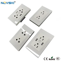 novski 2 5d glass white wall socket multi function15 amp us standard socket duplex receptacle 110v 127v 250v adaptable