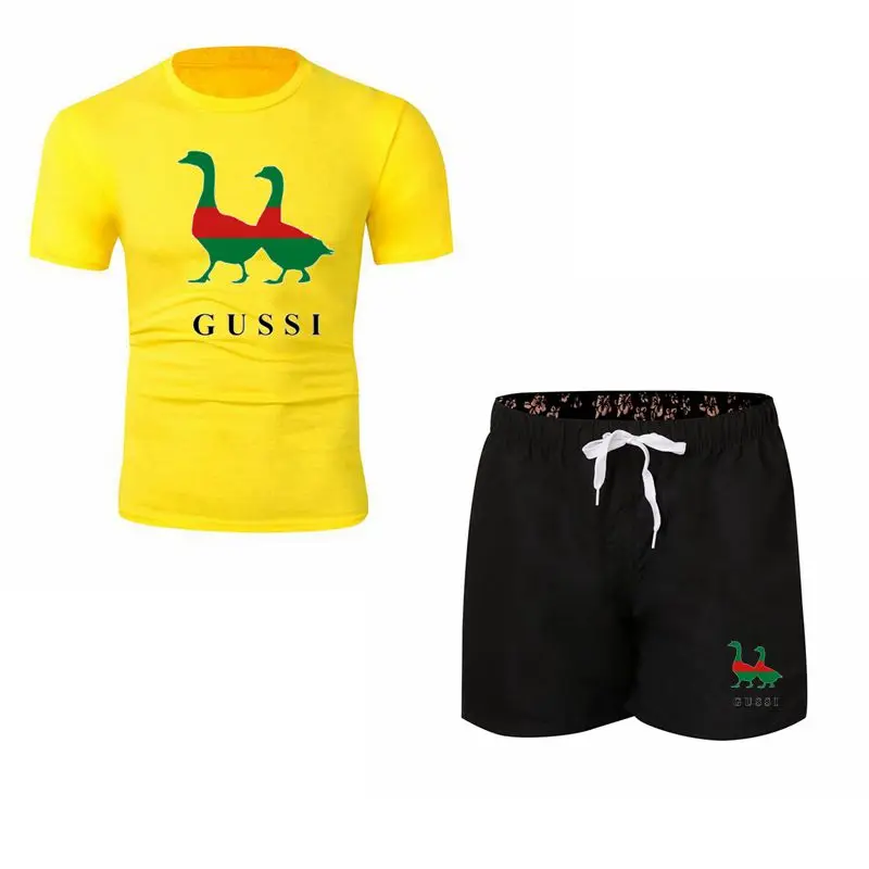 Мужская забавная футболка с принтом Два Гуся + шорты унисекс комплекты мягкие