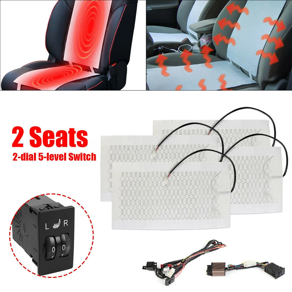 New Electric Winter Cover Safe 12V Warmer Universal Car Seat Heater Pad Carbon Fiber 5 Level Switch Driving Mat Cushion 2 Dial | Автомобили