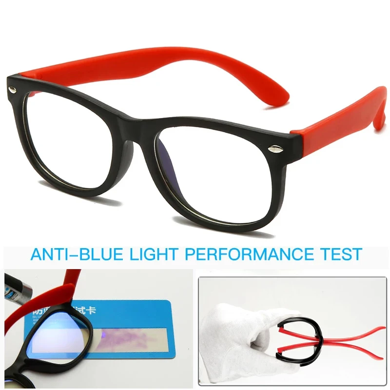 Anti blue Light Kids Glasses Children Square Optical Eyeware Boy Girls Square Computer Transparent Eyeglasses Silicone frame