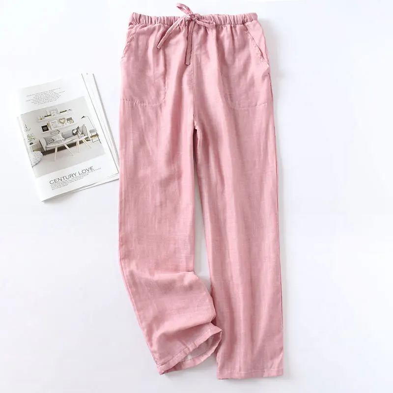 Летняя Хлопковая пижама штаны для женщин клетчатая мягкая одежда сна Женская