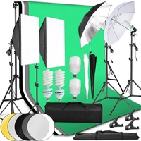 photo studio led light softbox continuous lighting kit 2x3m background frame 60cm reflector board umbrella 2m tripod for video