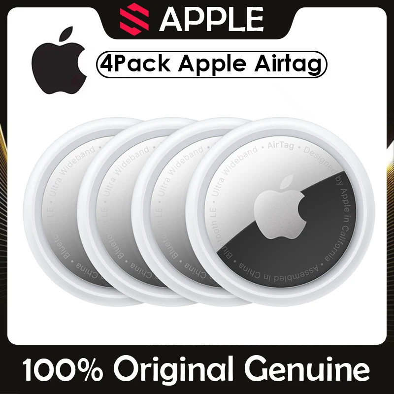 4 упаковки Apple AirTag Track Genuine --- (Поиск ключей Smart Tag Tracker GPS Label Locator для детей домашних