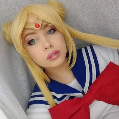Ebingoo, Сейлор Мун, двойной конский хвост, длинный прямой блонд, лимонно-желтый, синтетический парик для косплея, для Хэллоуина, вечерние