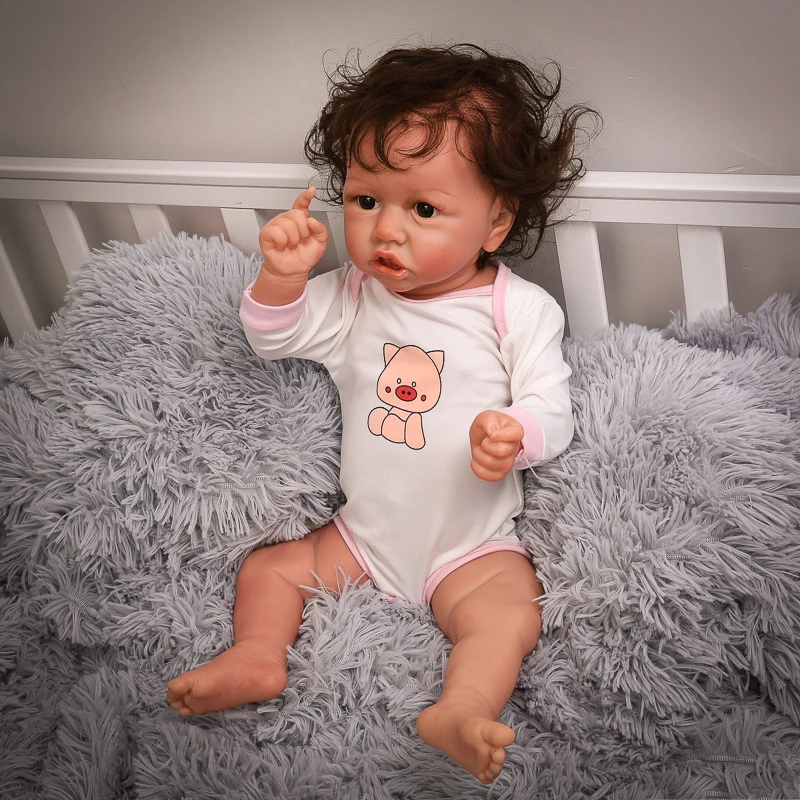 Кукла новорожденная с кудрявыми волосами 22 дюйма|Куклы| |