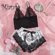 1 conjunto de moda das mulheres rendas pijamas lingerie topos shorts conjunto babydoll pijamas esportes roupa interior 4 cores (4)
