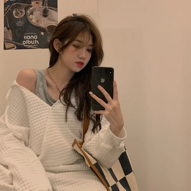 Spring Autumn Sweatshirt Two-Piece Set Women'S Casual Stitching Hoodie And Loose Comfortable Pocket Sports Pants Setup Home Suit |