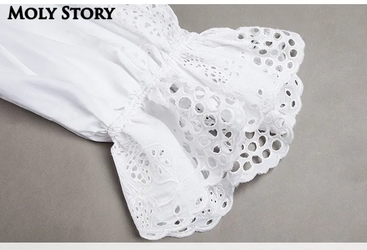 Кружевные топы с рукавами фонариками рубашки круглым вырезом Женские из 100%