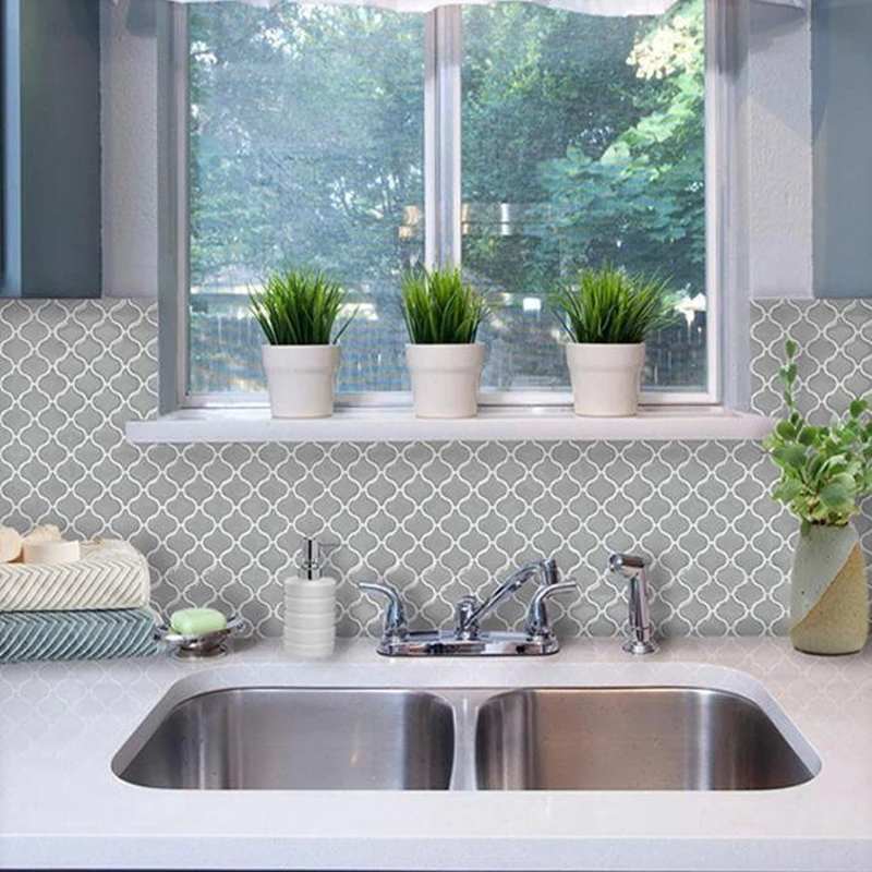 10pcs mosaic vinyl sticker self adhesive wallpaper 3d peel and stick wall tiles for kitchen and bathroom backsplash diy free global shipping