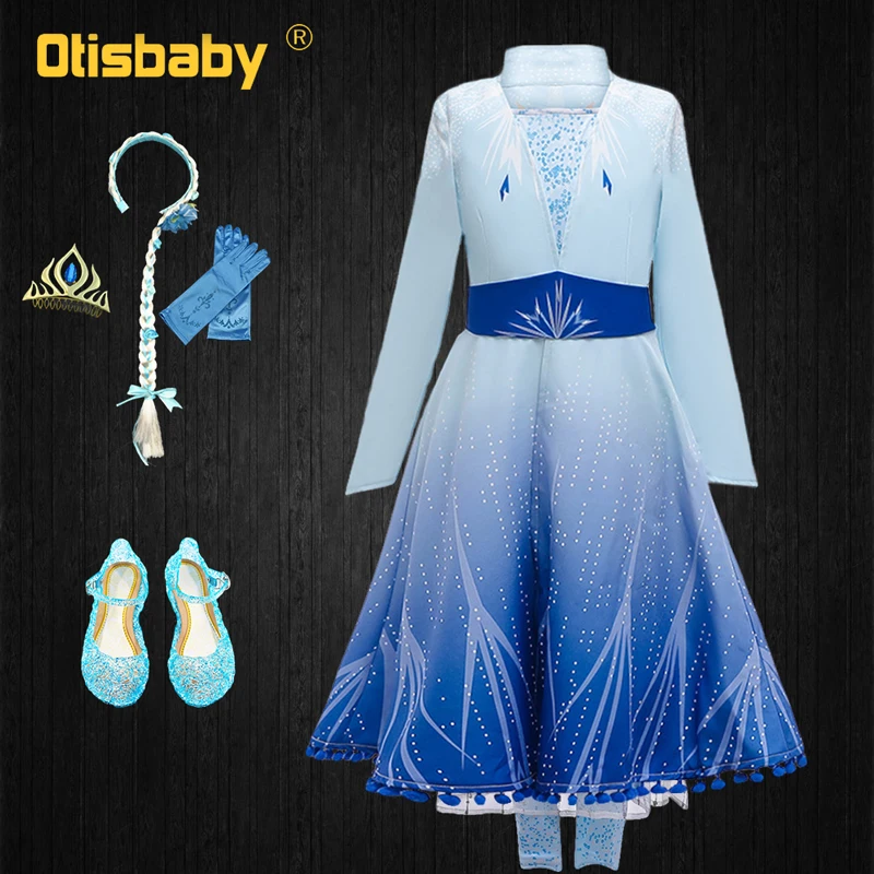 

New Year Disguise Fancy Girls Birthday Party Elsa Costume Princess Dress + Fantasia Christmas Kids Winter Snow Queen Elsa Coat