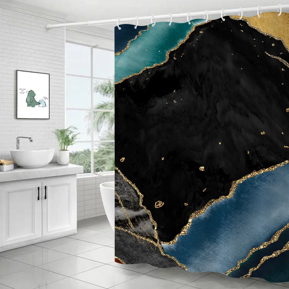 

Современная Геометрическая занавеска для душа в скандинавском стиле с мраморным узором, ветрозащитная декоративная занавеска для ванной к...