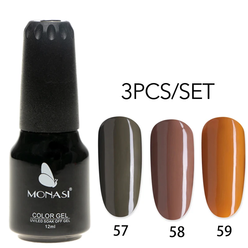 

12ml Gel Polish 3PCS/Set,MONASI UV Gel Nail Polish Gel Varnish Vernis Semi Permanent UV For Nail Art