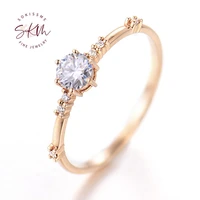 skm 14k rose gold classic rings moissanite rings for women anniversary designer promise luxury fine jewelry