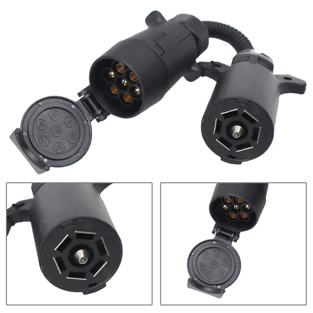 

7 Blade RV To 7 Pin Trailer Connector Towbar Towing Plug Adapter Durable Waterproof RV Plugs Socket Adapter Protects Accessories