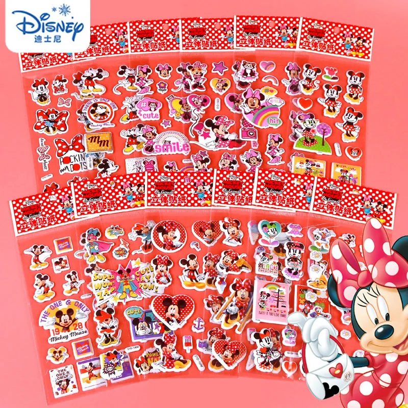 12 шт. различные объемные пышные наклейки диснеевские Замороженные Микки Минни