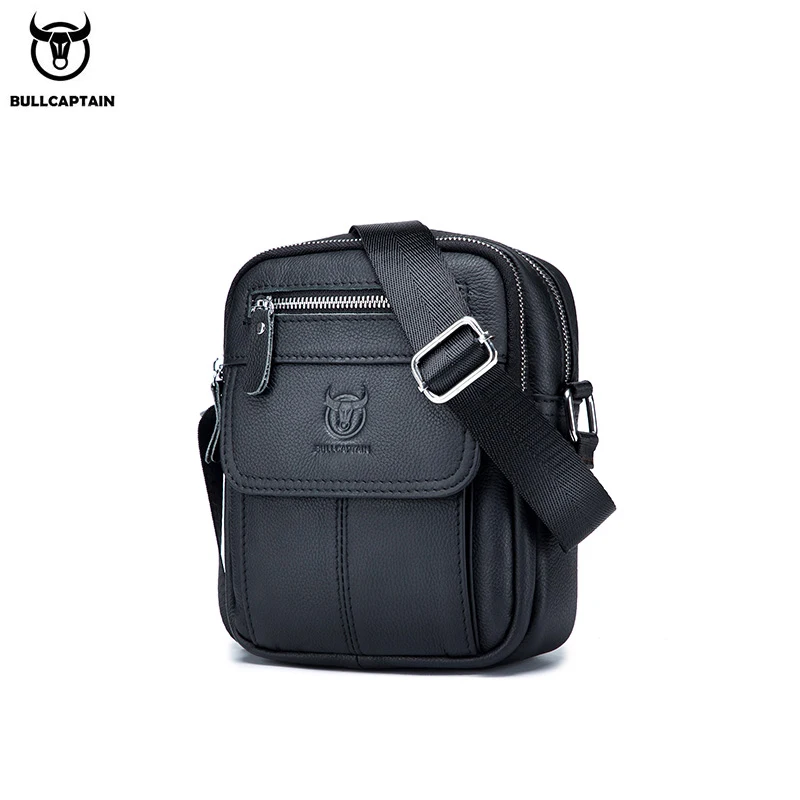 BULLCAPTAIN Men's Genuine leather Top layer cowhide business casual one-shoulder messenger bag Shoulder bag 016