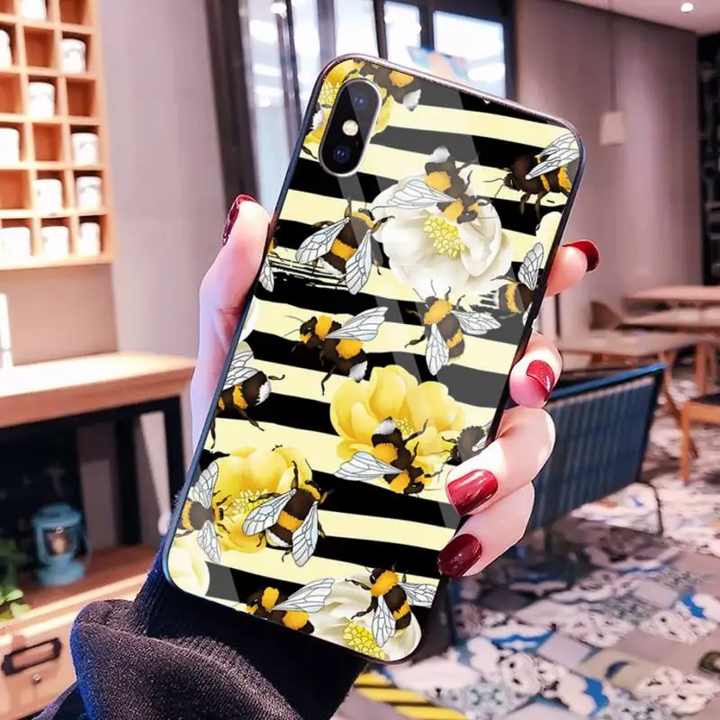 Чехол для телефона HPCHCJHM Bumble Bee happy чехол из закаленного стекла iPhone 11 Pro XR XS MAX 8X7 6S 6