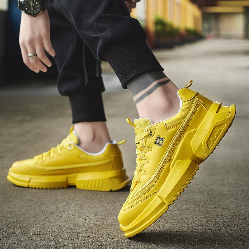 

Fashion Thick Sole Men Running Shoe Breathable INS Harajuku Platform Sneaker Light Increasing Men Vintage Dad Chunky Walk Shoes