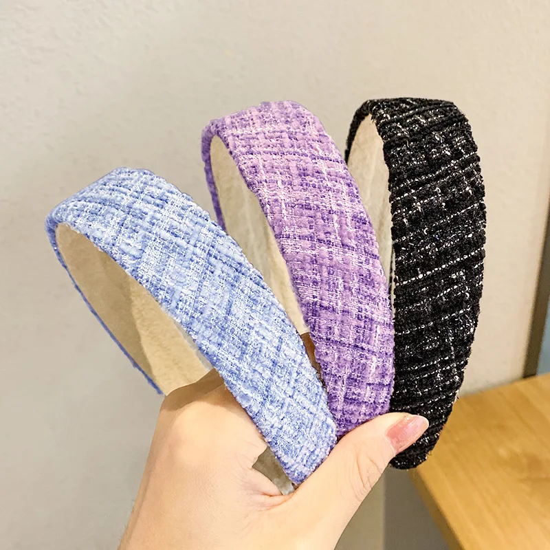 

Korean Style Fashion Hair Accessories Wide Side Lady Head Hoop Nice Gift for Girl Women 1Pcs Cloth 3Colors Tweed Headbands