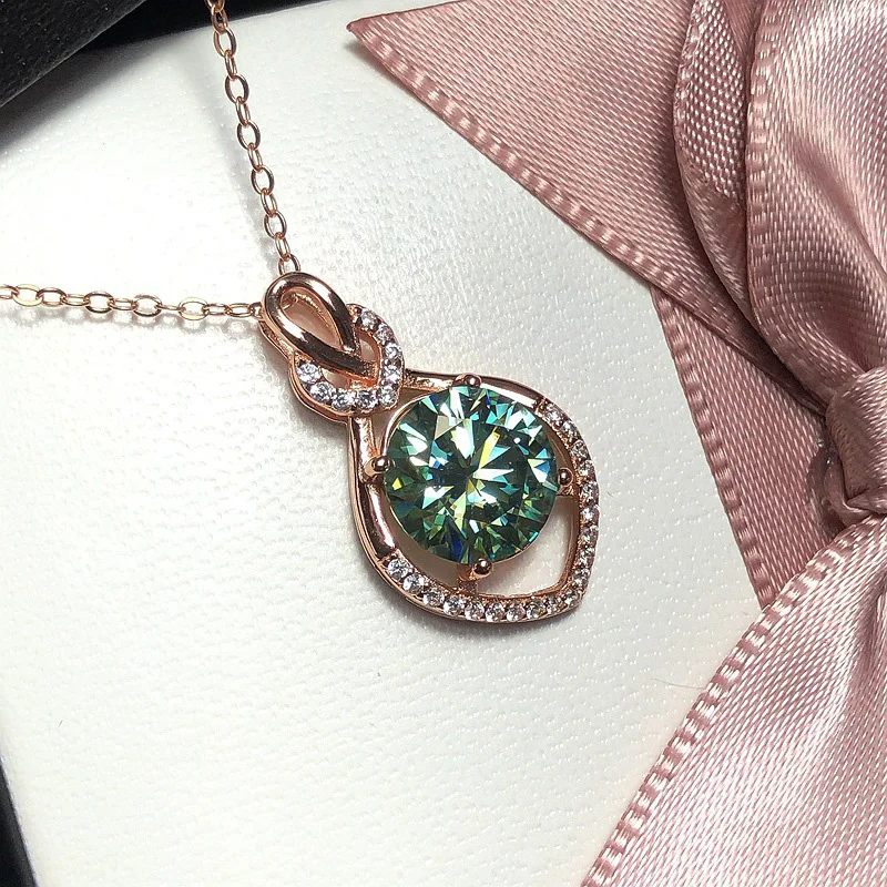

KOFSAC New 925 Sterling Silver Necklaces For Women Luxury Green Zircon Water Drop Pendant Jewelry Lady Anniversary Accessories