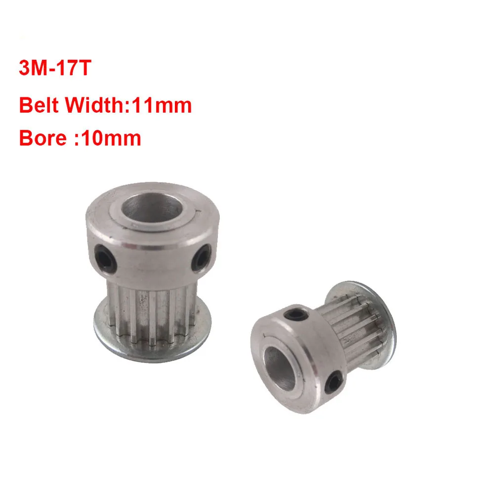 

4PCS 3M 17T Timing Pulley 11mm Belt Width 5/6/6.35/7/8/10mm Bore Timing Belt Pulley Aluminium Motor Pulley
