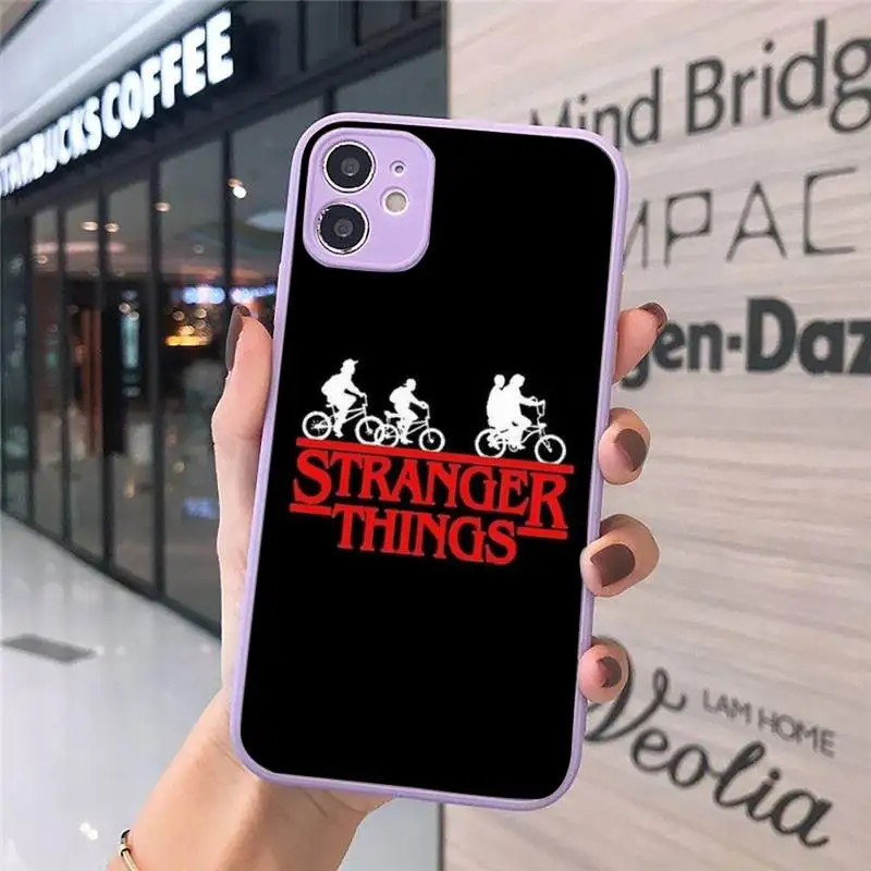 

Stranger Things Phone Case For iPhone 12 11 Mini Pro XR XS Max 7 8 Plus X Matte transparent Purple Back Cover