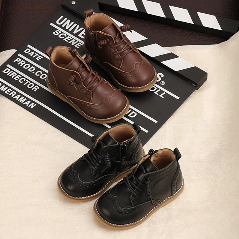 Новые зимние ботинки-мартинсы Dolakids в английском стиле для детей с мягкой