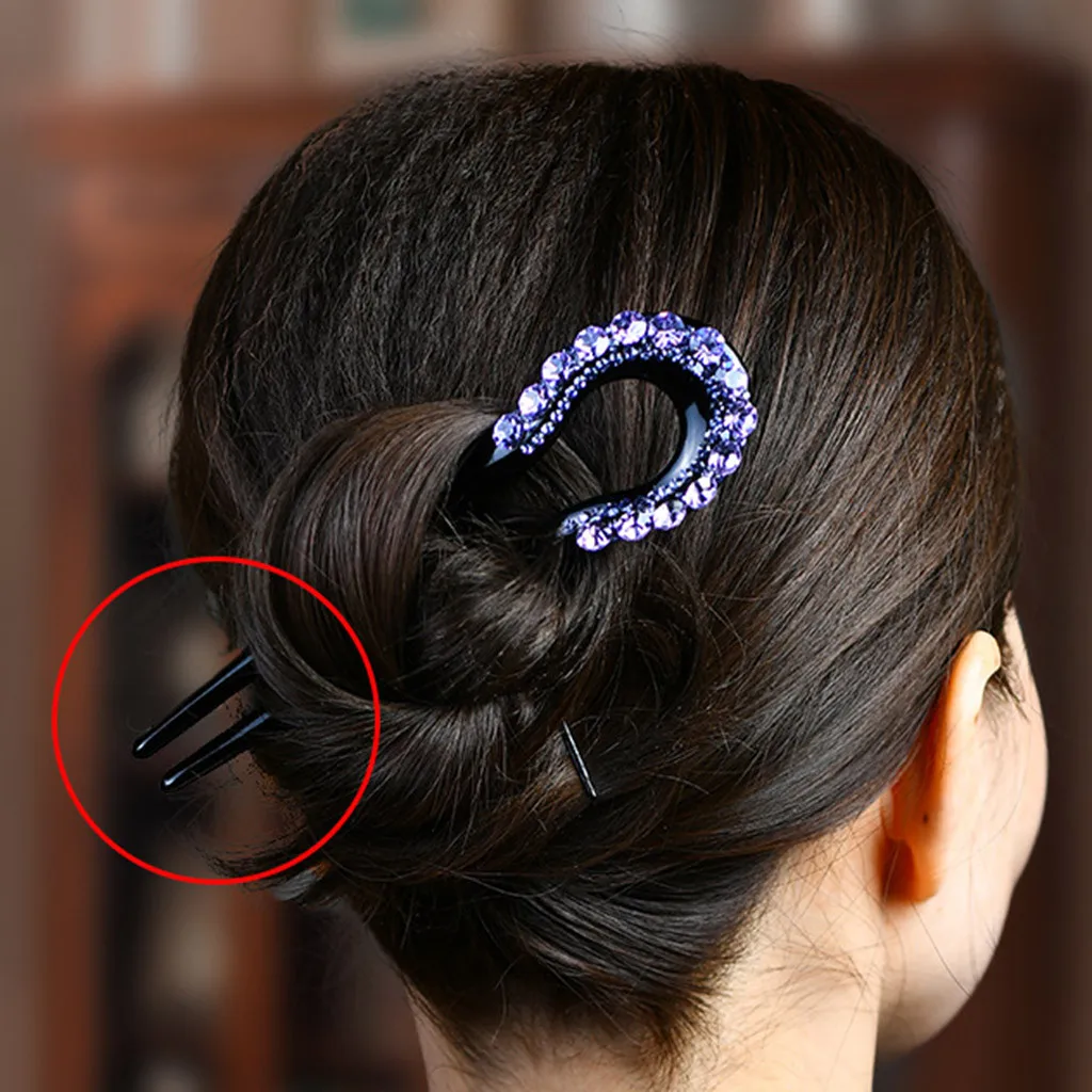 Заколка для волос U-образной формы 2020 хрустальные шпильки стразы с двумя зажимами