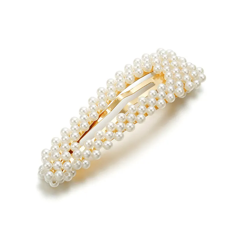 Korean Simulated Pearl Barrettes Beaded Geometric Women Hair Clip Hairgrips Accessories Girls Jewelry Fashion Pins | Украшения и