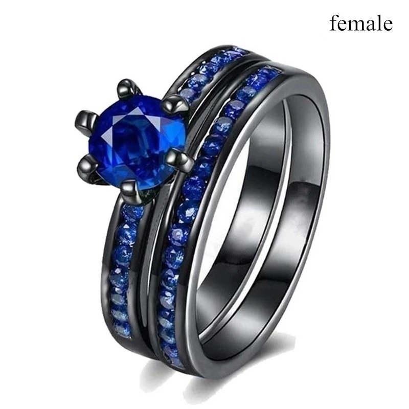 

Carofeez Fashion Couple Rings Women's Blue Zircon Rings Set Men Dragon Pattern Stainless Steel Ring For Wedding Jewelry Gift