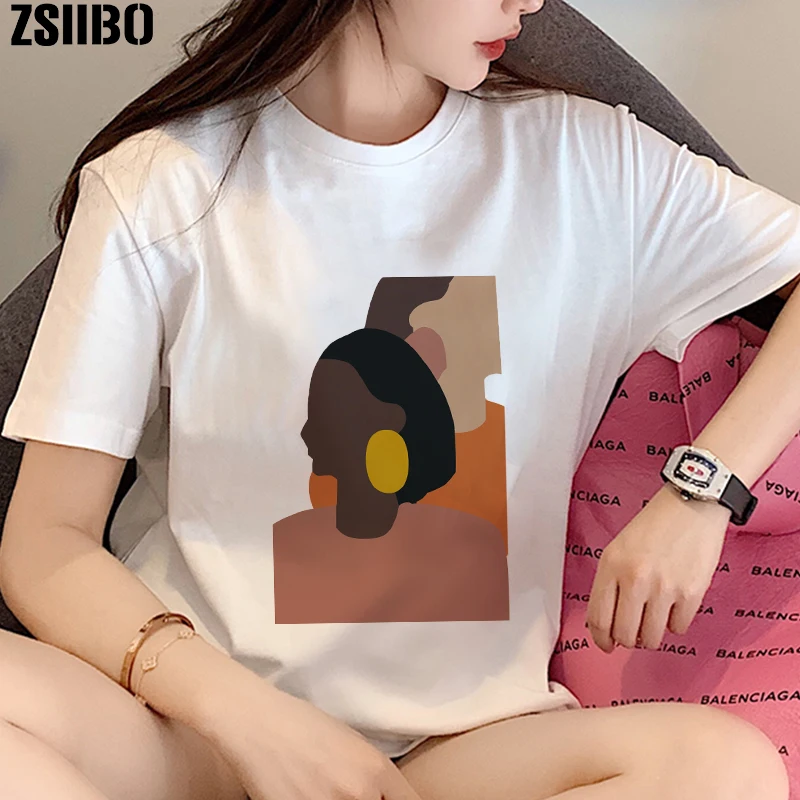 

Funny fun print short-sleeved summer dress women's white black T-shirt O-neck loose casual fashion women's T-shirt top