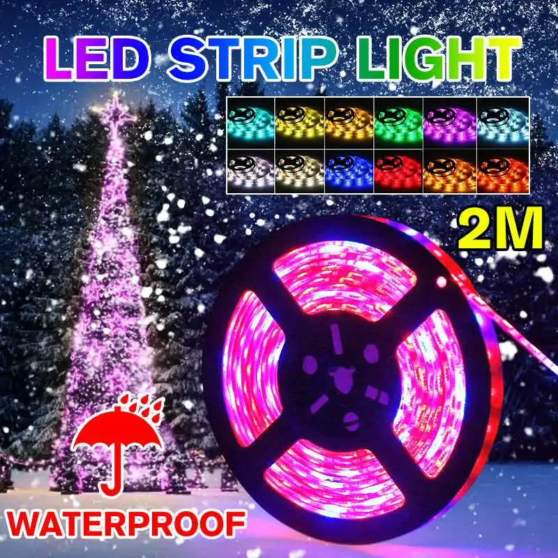 Светодиодная лента RGB 5050 SMD водонепроницаемая гибкая световая 3 режима 20 цветов