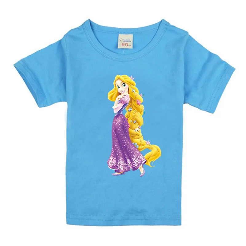 2021 Summer Fashion Rapunzel Princess Baby Clothing girls T-Shirts Children Cotton Casual T Shirt Kids Tops Tee | Мать и ребенок