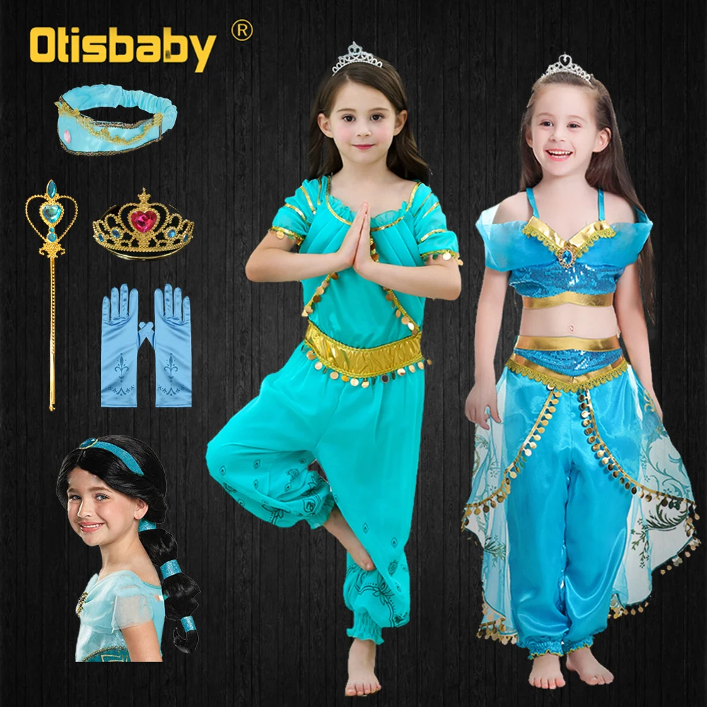 Halloween Party Kids Princess Jasmine Cosplay Costume Arabian Girl Hair Holiday Toddler Christmas Dress Up | Детская одежда и