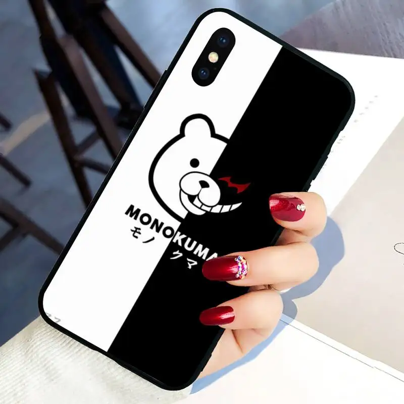 

Cute Kumamon Danganronpa Monokuma Phone Case For Black-Iphone 5 5s se 6 6s 7 8 11 12 X Xs Xr Pro Plus Max Mini Cover