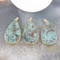 natural water drop ocean jasper druzy raw stone nugget pendants gold plating bezel slice for necklacebraceletearring jewelry