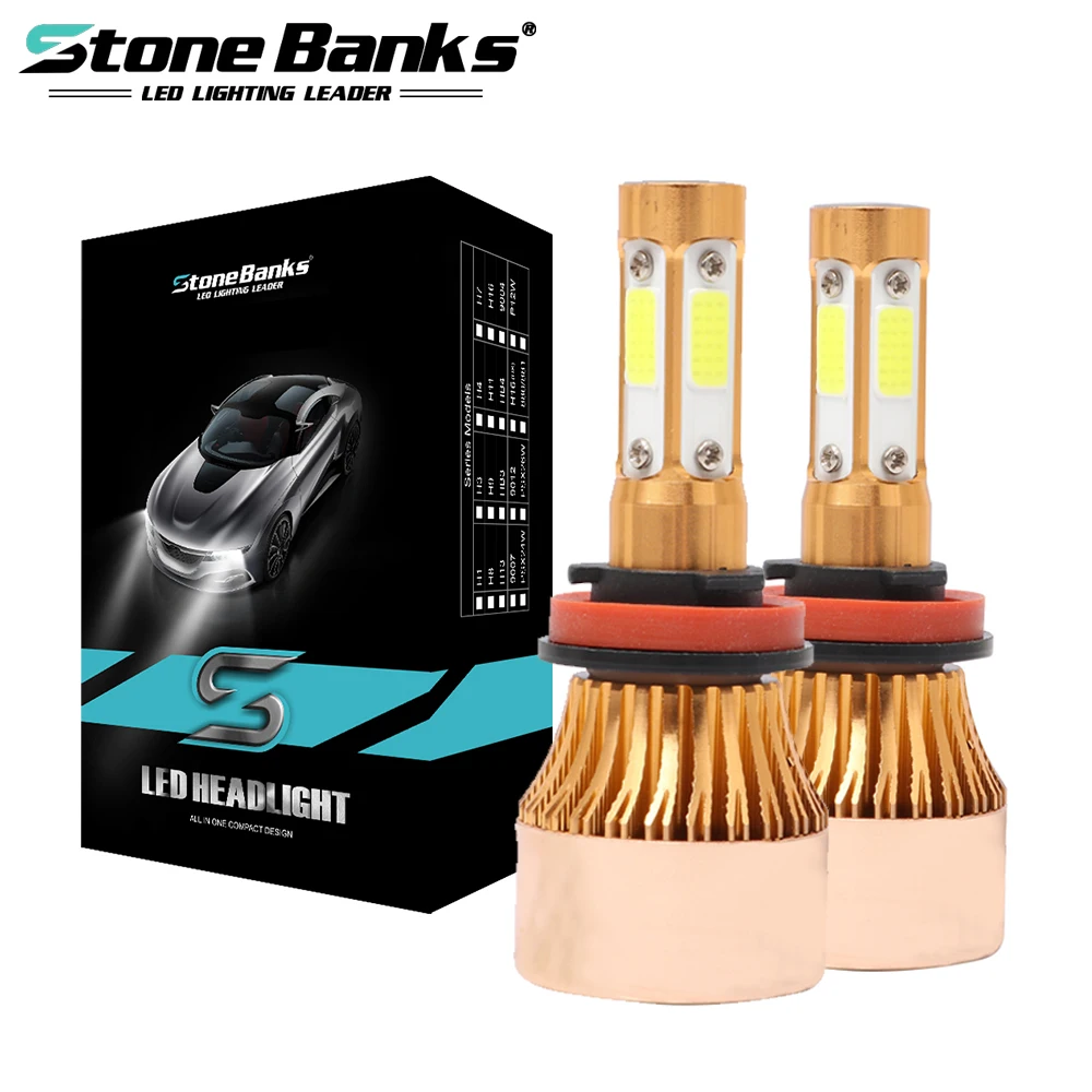 Stone Banks 4 стороны 16000LM H4 H7 H11 H8 H9 H16 H1 H3 HB1 9005 HB3 9006 HB4 H13 9007 HIR2 светодиодный автомобилей