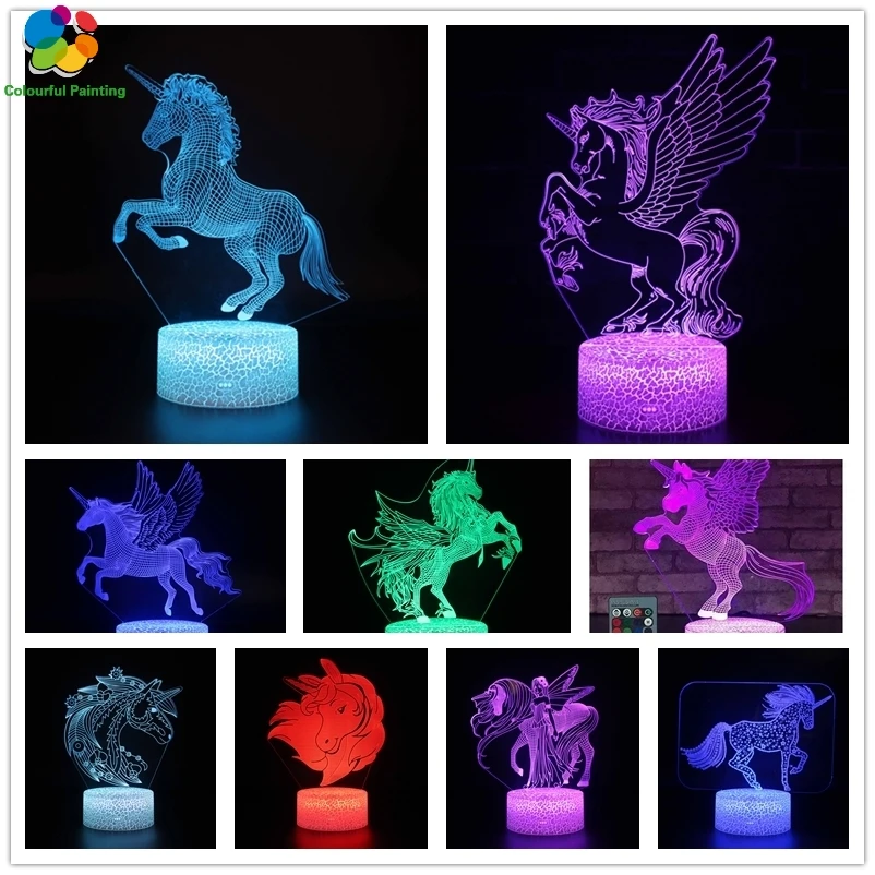 Пульт дистанционного управления Единорог 3D свет светодиодный трещины база