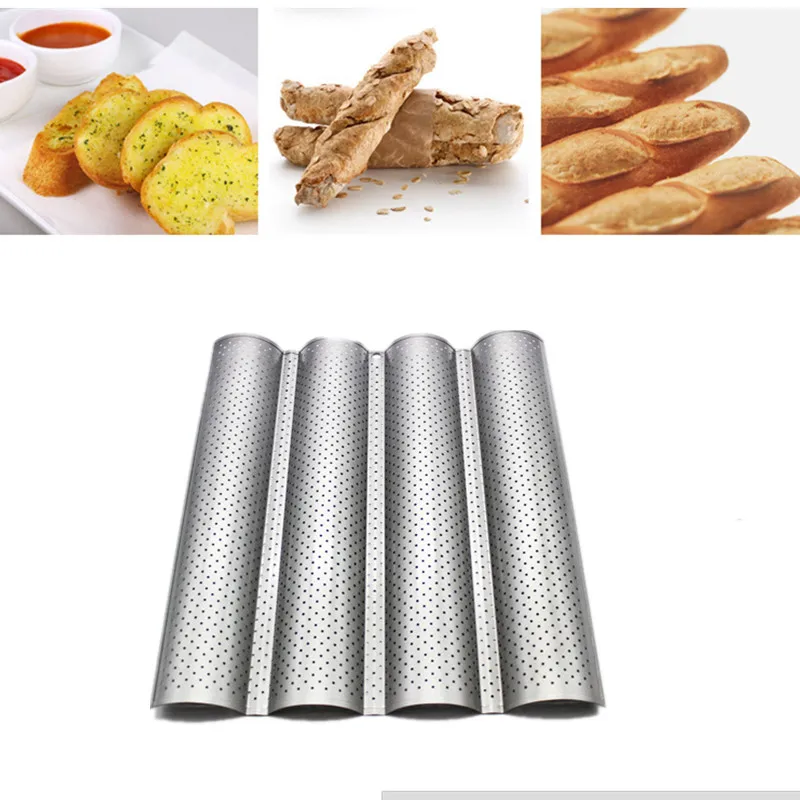 

New 100% Food Grade Carbon Steel 4 Groove 3 Groove 2 Groove Wave French Bread Baking Tray For Baguette Bake Mold Pan Hot