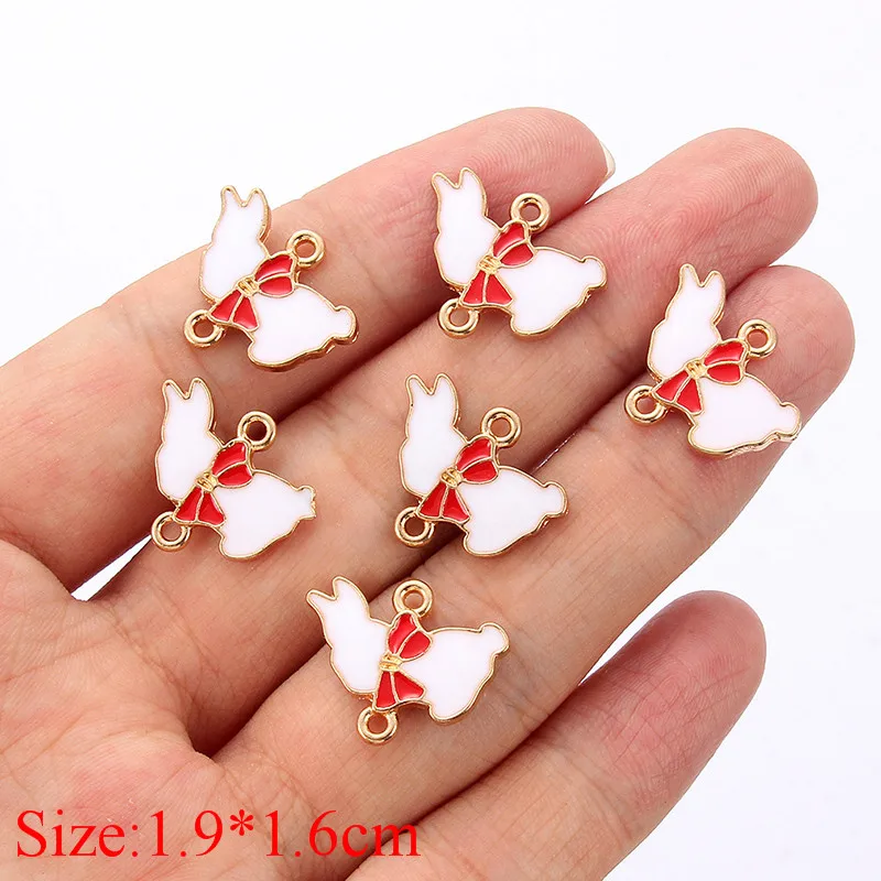 10 шт. бантик на кроличьем меху Разъемы сплав эмаль браслет для изготовления