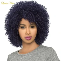 louise hair synthetic natural black color short curly hair wigs for blacck women african hairstyles