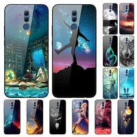 case for huawei maimang 7 back phone cover black silicone bumper with tempered glass series 3