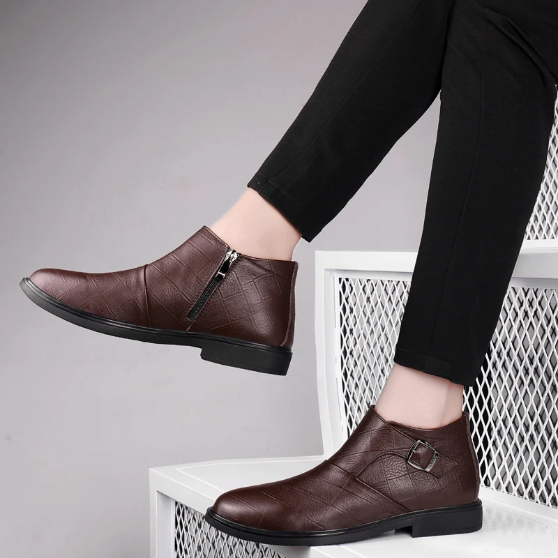 Мужские оксфорды в деловом стиле черные коричневые кожаные туфли с острым носком