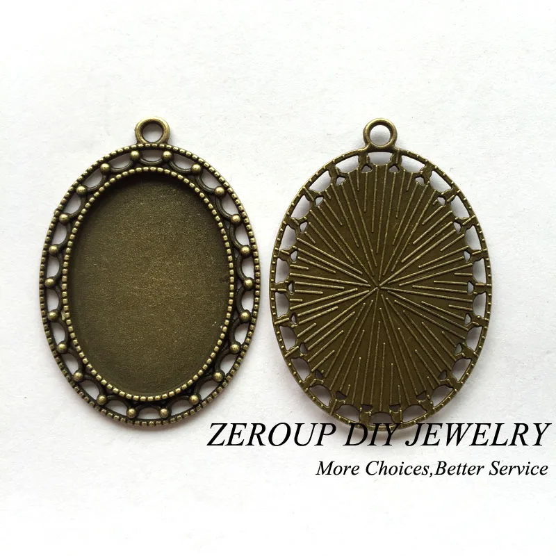 5 шт./лот 25x35 мм Ожерелье Подвеска Установка античная бронза серебро цвет стекло