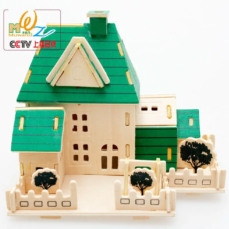 Бесплатная доставка 3D головоломки Строительство дома деревянные игрушки логико