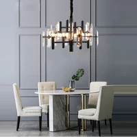dimmable led crystal black gold designer hanging lamps pendant light lustre suspension luminaire lampen for foyer